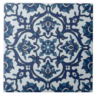Blauw Portugees Azulejos Floral Tile Pattern Tegeltje