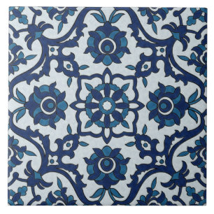 Blauw Portugees Azulejos Floral Tile Pattern Tegeltje