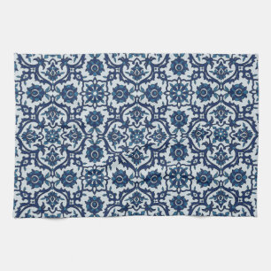 Blauw Portugees Azulejos Floral Tile Pattern Theedoek