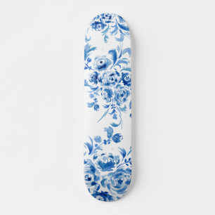 Blauw Portugees Floral Pattern Skateboard