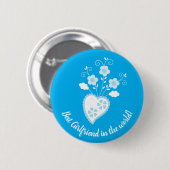 Blauw Portugees romantisch hart Ronde Button 5,7 Cm (Voorkant /achterkant)