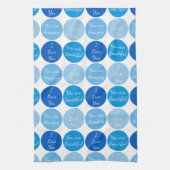 Blauw positief affirmatie woordpatroon theedoek (Verticaal)