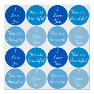 Blauw Positief Bevestigend Woordpatroon Perfect Poster