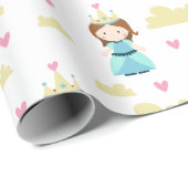  blauw prinsessenpatroon cadeaupapier (Rol Hoek)