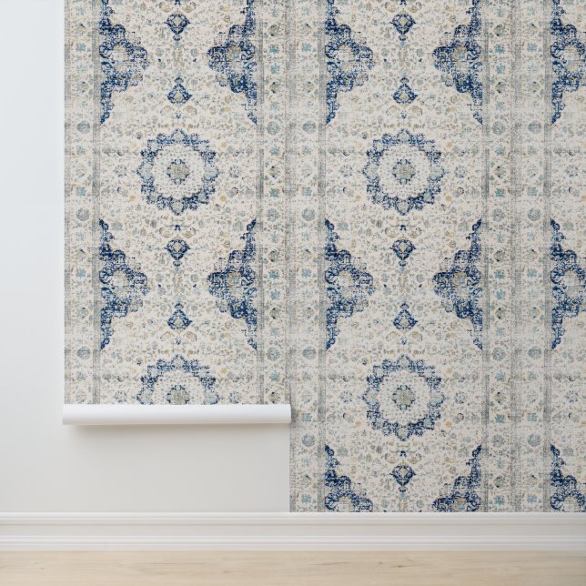 Blauw  print behang (Applicatie)