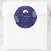 Blauw productlabels Blauwgroen exotische bloemen m Ronde Sticker (Tas)