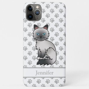 Blauw punt Birmaanse / Ragdoll Cute Kat & Naam iPhone 11 Pro Max Hoesje