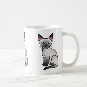 Blauw punt Siamese Cat Cute Cartoon Illustratie Koffiemok