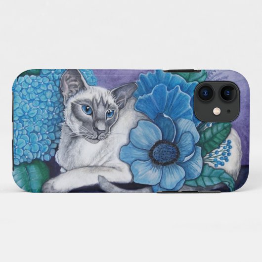 Blauw punt Siamese kat Case-Mate iPhone Case (Achterkant (horizontaal))