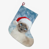 Blauw punt Siamese kat kerst Grote Kerstsok (Voorkant (Hangend))