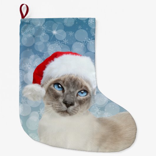 Blauw punt Siamese kat kerst Grote Kerstsok (Voorkant)