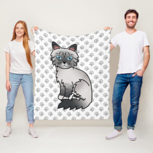 Blauw punt tabby Birmaanse kat / Ragdoll Cute Kat Fleece Deken