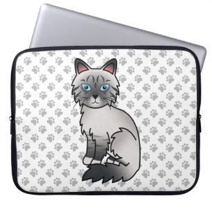 Blauw punt tabby Birmaanse kat / Ragdoll Cute Kat Laptop Sleeve