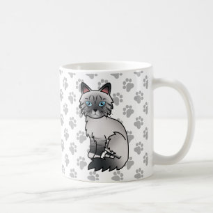Blauw punt tabby Birman / Ragdoll Mooie Kat & Poot Koffiemok
