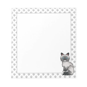 Blauw punt tabby Birman / Ragdoll Mooie kat & Poot Notitieblok