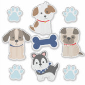 Blauw Puppy Sticker Sheet (Voorkant)