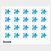 Blauw puzzelstuk ronde sticker (Vel)