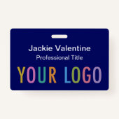 Blauw PVC Naam Badge met Clip Lanyard of Reel (Voorkant)