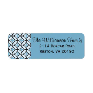 Blauw Quatrefoil Cross Label