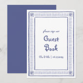 Blauw Quirky Handgetekend Trouwgastboek Bord (Voorkant / Achterkant)