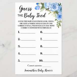 Blauw raad de Baby Baby shower game Kaart
