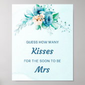 Blauw Raad hoeveel Kisses Vrijgezellenfeest spel Poster (Voorkant)