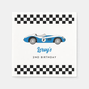 Blauw Race Car Boy 2e Verjaardagsfeestje Servet
