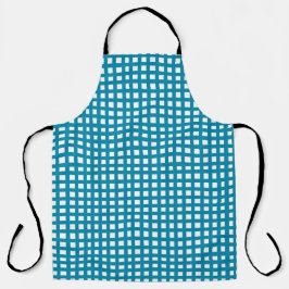 Blauw raster met vierkante mazen schort