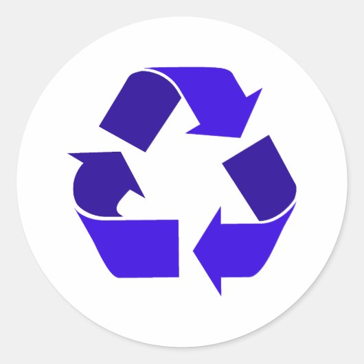 blauw recyclen ronde sticker (Voorkant)