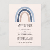 Blauw Regenboog Boho Design Save the Date Bruiloft Aankondigingskaart (Voorkant)