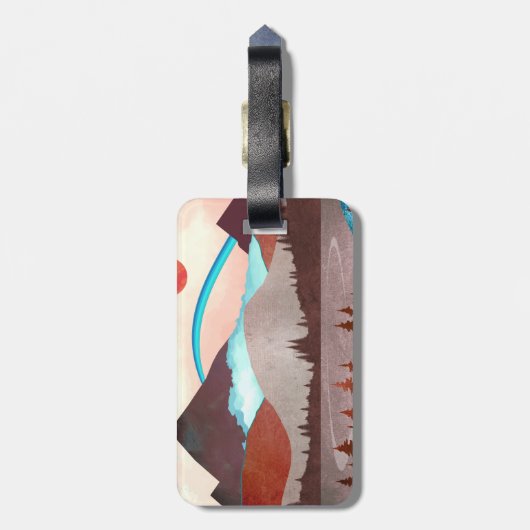 Blauw regenbooglandschap bagagelabel (Achterkant verticaal)