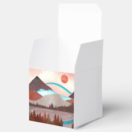 Blauw regenbooglandschap bedankdoosjes (Geopend)