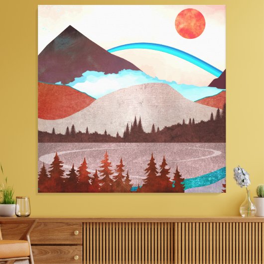 Blauw regenbooglandschap canvas afdruk (Insitu (Woonkamer))