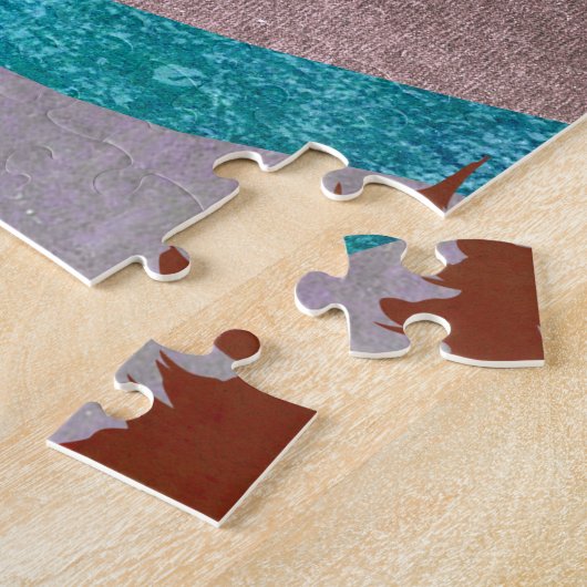 Blauw regenbooglandschap legpuzzel (Zijkant)