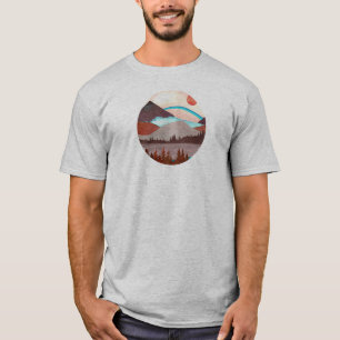 Blauw regenbooglandschap t-shirt