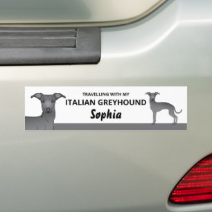 Blauw - Reizen Met Mijn Italiaanse Greyhound-hond Bumpersticker