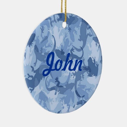 Blauw reptielencamouflage Naam Ornament (Rechts)