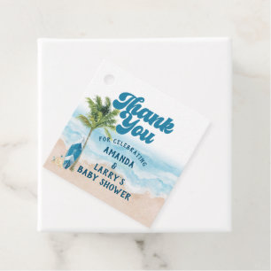 Blauw Retro Baby Op Boord Surf Baby Shower  Bedankjes Labels