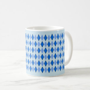 Blauw Retro Diamant Kleurpatroon Geometrie Koffiemok