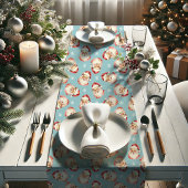 Blauw  Retro Kerstman Kerst Korte Tafelloper