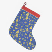 Blauw Retro Kerstpatroon Grote Kerstsok (Voorkant (Hangend))