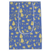 Blauw Retro Kerstpatroon Medium Cadeauzakje (Achterkant)