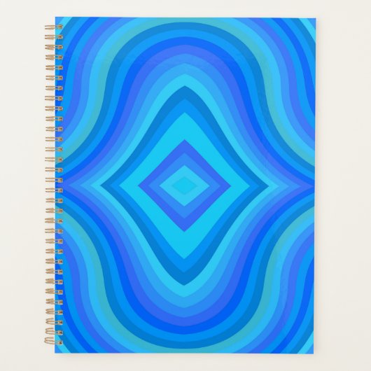 Blauw retro patroon planner (Voorkant)