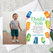 Blauw Retro Popsicle Custom Afbeelding Verjaardags Bedankkaart