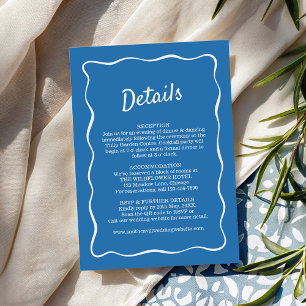 Blauw Retro Strepen Huwelijksdetails Kaart