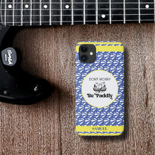 Blauw Retro Waterpatroon Otter Kano Aangepaste Naa iPhone 11 Hoesje