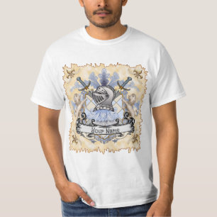 Blauw Ridder Familie Crest Achternaam T-Shirt