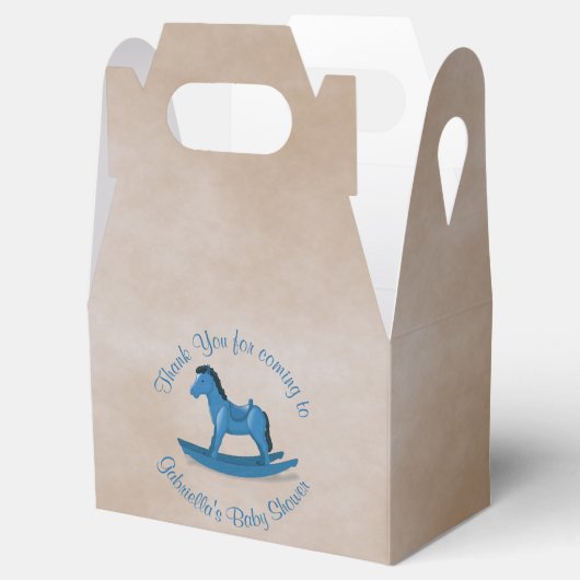 Blauw Rocking Paard Baby Jongen Custom Bedankdoosjes (Geopend)