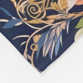 blauw rode chinoiserie floral fleece deken (Hoek)