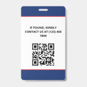 Blauw Rode Foto & Logo Pers ID QR Code Badge (Achterkant)